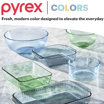 Colorful Pyrex Mixing Bowl Set with Lids, 3-Piece