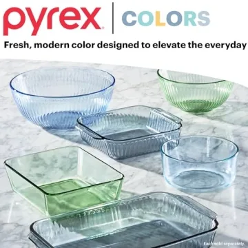 Colorful Pyrex Mixing Bowl Set with Lids, 3-Piece