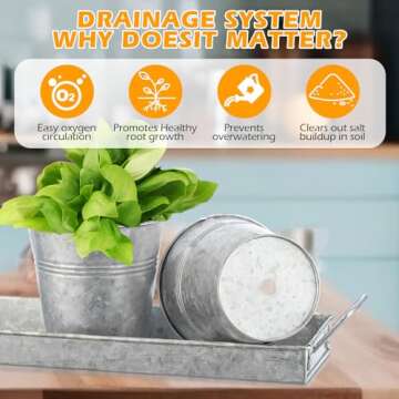 Wenqik 2 Sets Herb Garden Planter Pot Set with Tray Metal Windowsill Plant Pot with Drainage Farmhouse Decorative Live Herb Garden Kit for Home Kitchen Indoor Outdoor Apartment Balcony Window(Silver)