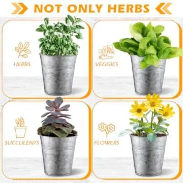 Wenqik 2 Sets Herb Garden Planter Pot Set with Tray Metal Windowsill Plant Pot with Drainage Farmhouse Decorative Live Herb Garden Kit for Home Kitchen Indoor Outdoor Apartment Balcony Window(Silver)