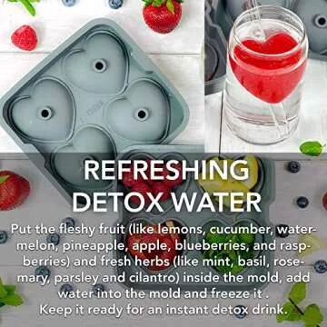 3D Heart Silicone Mold for Ice, Baking, Soap, and Resin | 2.5 Inch Large Heart Shape Cube Tray, Large Big Heart Molds, Chocolate Mold, Craft Ice Cube Mold for Cocktails, Beverages, Iced Tea Coffee