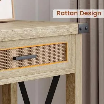 IDEALHOUSE Console Table with Rattan Drawers for Home