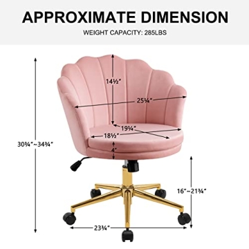 Furnimart Pink Velvet Home Office Chair with Wheels