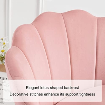 Furnimart Pink Velvet Home Office Chair with Wheels
