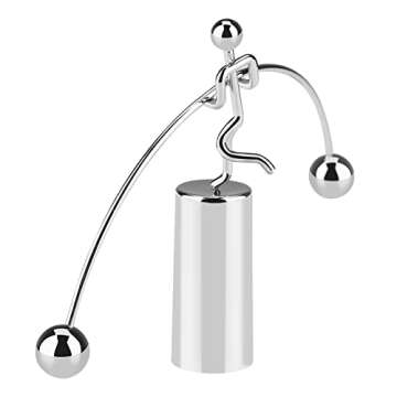 Walfront Mini Balance Ball Metal Pendulum Balls Swinging Balls Desk Deco Ornaments Desktop Decoration for Physics Science for Home Office