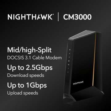 NETGEAR Nighthawk DOCSIS 3.1 Cable Modem Up to 2.5Gbps