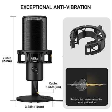VeGue USB Microphone, Computer Cardioid Condenser PC Gaming Mic for Gaming, Streaming, Podcasting, Y...