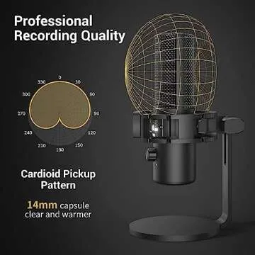 VeGue USB Microphone, Computer Cardioid Condenser PC Gaming Mic for Gaming, Streaming, Podcasting, YouTube, Voice Over, Twitch, with Gain Control，Pop Filter, Shock Mount, All Metal Desktop Mic