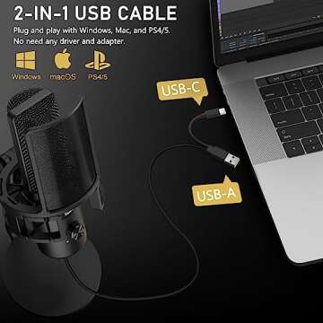 VeGue USB Microphone, Computer Cardioid Condenser PC Gaming Mic for Gaming, Streaming, Podcasting, YouTube, Voice Over, Twitch, with Gain Control，Pop Filter, Shock Mount, All Metal Desktop Mic