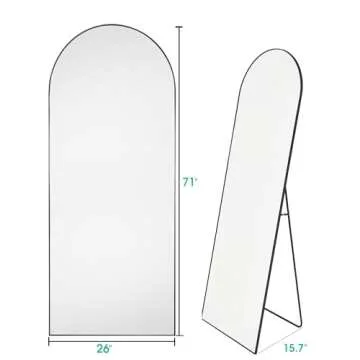 BEVERDY Full Length Mirror, Arched Floor Mirror with Stand, 28"x71" Oversized Floor Mirror, Wall Mir...