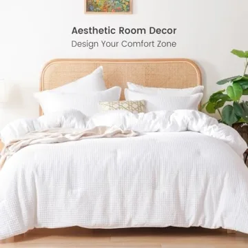 David's Home Waffle Weave Comforter Set Soft Breathable