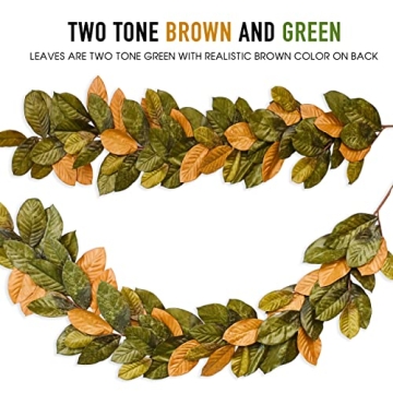 Vita Domi 6ft Magnolia Leaf Garland for Elegant Decor