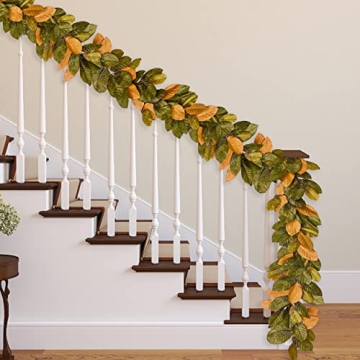 Vita Domi 6ft Magnolia Leaf Garland for Elegant Decor