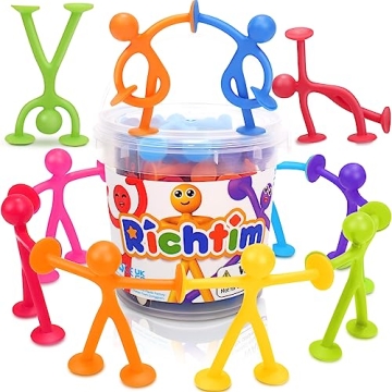 Richtim Kids Humanoid Suction Sensory Toys – 24 Pack Creative Bath Toy for Kids