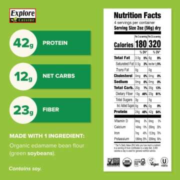 Explore Cuisine Organic Edamame Spaghetti - 8 oz - Easy-to-Make Pasta - High in Plant-Based Protein ...