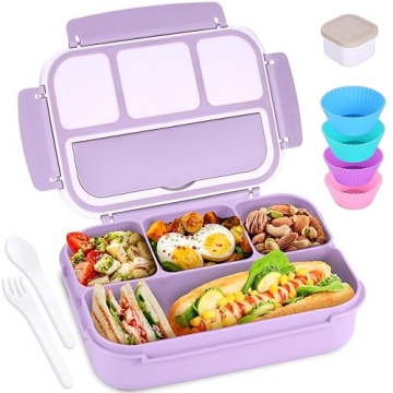 Bento Box Adult Lunch Box with 4 Compartments and Utensils