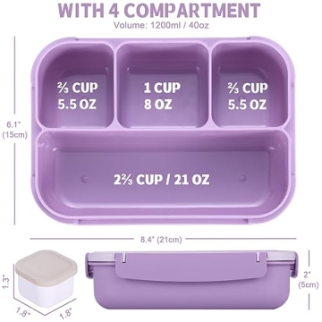 Bento Box Adult Lunch Box with 4 Compartments and Utensils
