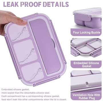 Bento Box Adult Lunch Box with 4 Compartments and Utensils