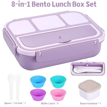 Bento Box Adult Lunch Box with 4 Compartments and Utensils