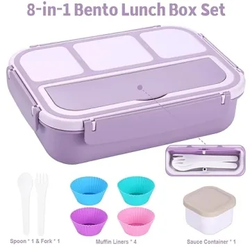 Bento Box Adult Lunch Box with 4 Compartments and Utensils