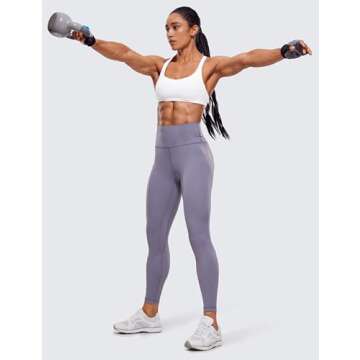 CRZ YOGA Womens Strappy Sports Bra - Criss Cross Back Padded Medium Support Wireless Gym Cami Workout Yoga White Medium