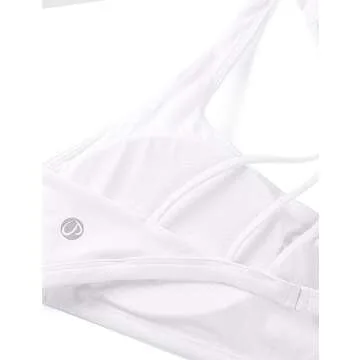 CRZ YOGA Womens Strappy Sports Bra - Criss Cross Back Padded Medium Support Wireless Gym Cami Workout Yoga White Medium