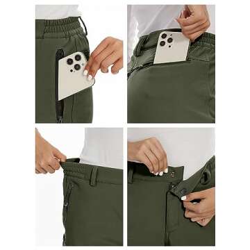 MAGCOMSEN Women's Fleece Lined Waterproof Insulated Softshell Pants Outdoor Snow Ski Pants Winter Warm Hiking Pants