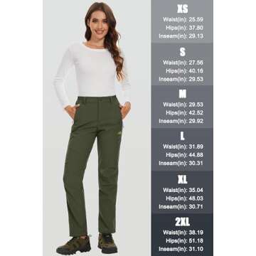 MAGCOMSEN Women's Fleece Lined Waterproof Insulated Softshell Pants Outdoor Snow Ski Pants Winter Warm Hiking Pants