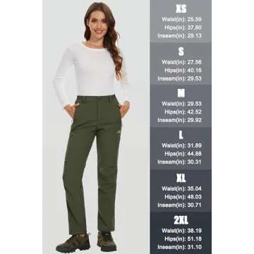 MAGCOMSEN Women's Fleece Lined Waterproof Insulated Softshell Pants Outdoor Snow Ski Pants Winter Warm Hiking Pants