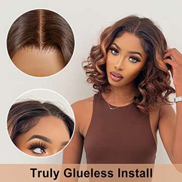 YASGRL 12" Loose Wave Ombre Colored Wig Undetectable Real HD Lace Glueless Wigs Human Hair Pre Plucked Body Wave Wig 180 Density