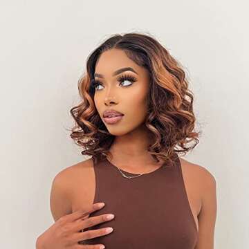 YASGRL 12" Loose Wave Ombre Colored Wig Undetectable Real HD Lace Glueless Wigs Human Hair Pre Plucked Body Wave Wig 180 Density