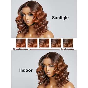 YASGRL 12" Loose Wave Ombre Colored Wig Undetectable Real HD Lace Glueless Wigs Human Hair Pre Plucked Body Wave Wig 180 Density