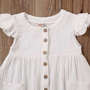 Kids Baby Girls Organic Cotton Ruffled Sleeve Tunic Dress Swing Casual Sundress Party Princess Dresses (White, 2-3 Years)