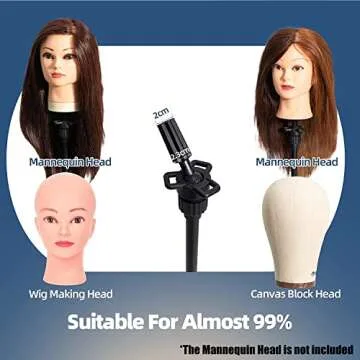 GOODOFFER PLACE Wig Head Stand Metal Mannequin Head Tripod Stand Adjustable with Carrying Bag,30pc T-PIN for Maniquins Head Manikin Head Training Canvas Block Head Hairextension Cosmetology