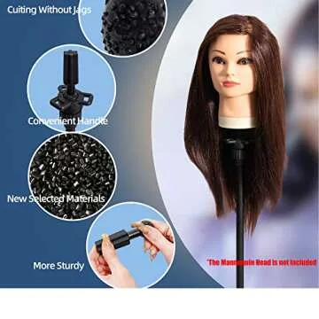 GOODOFFER PLACE Wig Head Stand Metal Mannequin Head Tripod Stand Adjustable with Carrying Bag,30pc T-PIN for Maniquins Head Manikin Head Training Canvas Block Head Hairextension Cosmetology
