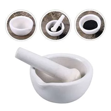 Baluue 2 Sets Crusher Stoneware White - Garlic Pestle, Restaurant Mashers Pesto Tool Supplies Home Mm Medicine Grinding Small Tools Masher Porcelain