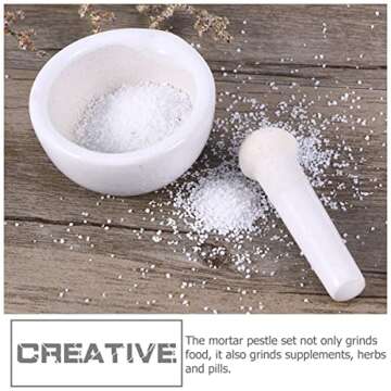 Baluue 2 Sets Crusher Stoneware White - Garlic Pestle, Restaurant Mashers Pesto Tool Supplies Home Mm Medicine Grinding Small Tools Masher Porcelain