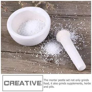 Baluue 2 Sets Crusher Stoneware White - Garlic Pestle, Restaurant Mashers Pesto Tool Supplies Home Mm Medicine Grinding Small Tools Masher Porcelain