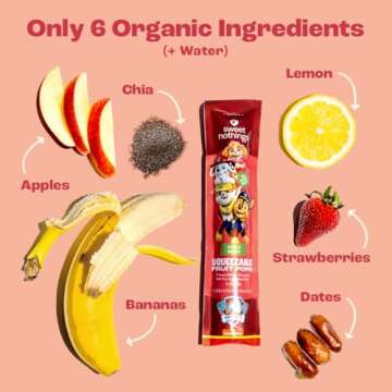 Sweet Nothings, PAW Patrol Apple Berry, USDA Organic Kids' Squeezable Super Fruit Popsicle Pops, Value Pack of 24 - Dye-Free, No Added Sugar, Dairy-Free, Vegan, Healthy Organic Fruit and Veggie Pops, Freeze & Enjoy