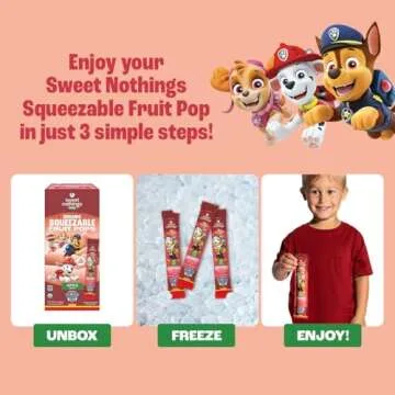 Sweet Nothings, PAW Patrol Apple Berry, USDA Organic Kids' Squeezable Super Fruit Popsicle Pops, Value Pack of 24 - Dye-Free, No Added Sugar, Dairy-Free, Vegan, Healthy Organic Fruit and Veggie Pops, Freeze & Enjoy