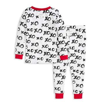 Burt's Bees Baby baby girls Pajamas, Tee Pant 2-piece Pj Set, 100% Organic Cotton and Toddler Pajama Bottoms, Hugs & Kisses, 4T US