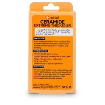 Nail-Aid Ceramide Extreme Thickener - Nail Strengthener - Ridge-Free, Long-Wear Shine Finish - Clear, 0.55 Fluid Ounce