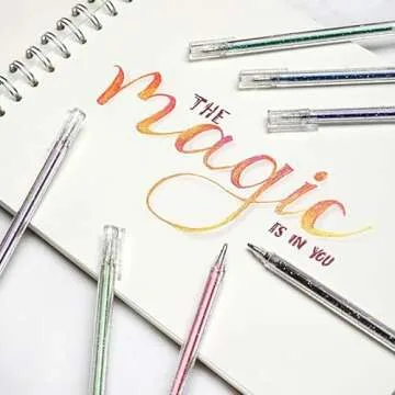 Grabie Glitter Gel Ink Pens, Vibrant Glitter Gel Pens Set, Spark Your Creativity with Every Color of the Rainbow (18 Colors Capped Glitter Gel Pens)