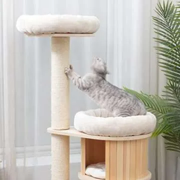 AGILE 51" Modern Plywood Cat Tree Condo Tower with Scratching Post (Ollie 2-Tier)