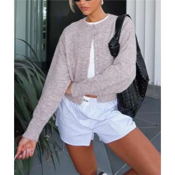 Women Y2k Crop Cardigan Sweater for Stylish Comfort