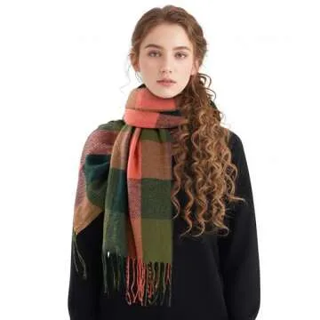 Scarf for Women - Women's Fall Winter Scarfs, Classical Scottish Checked Long Shawl Wrap Scarf, Soft...