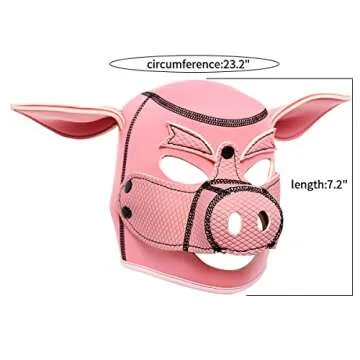 HOT TIME Neoprene Piggy Hood Full Face Mask Cosplay Head Masks Novelty Costume Animal Dog Head Masks pup play hoods