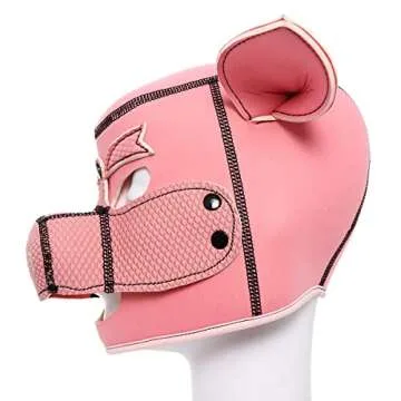 HOT TIME Neoprene Piggy Hood Full Face Mask Cosplay Head Masks Novelty Costume Animal Dog Head Masks pup play hoods