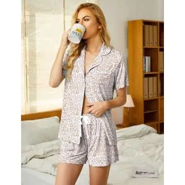 Ekouaer Women's Pajama Set Comfortable Chic Pink Leopard