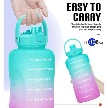 HydroPal Water Bottles with Straw, 128 oz Gallon Water Bottle Water Jug BPA Free Leak-proof Sports Bottle with Times to Drink Perfect for Fitness Gym Camping Outdoor (128OZ Fantasy Forest)